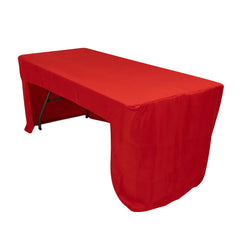 Fitted Polyester 72"x30" Rectangle Tablecloth Red with Open Back Design - Easy to Maintain and Wrinkle-Resistant Table Cover