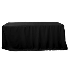 Fitted Polyester 96"x30" Rectangle Tablecloth Black - Durable and Easy to Maintain Table Cover