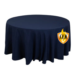 Fire Retardant Premium Polyester 120" Round Tablecloth Navy Blue - High-Performance Seamless Table Cover
