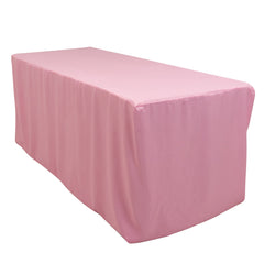 Fitted Polyester 72"x30" Rectangle Tablecloth Pink - Durable and Easy to Maintain Table Cover