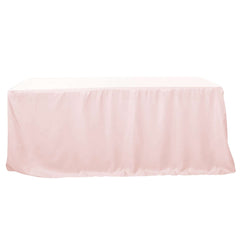 Fitted Polyester 96"x30" Rectangle Tablecloth Blush - Durable and Easy to Maintain Table Cover